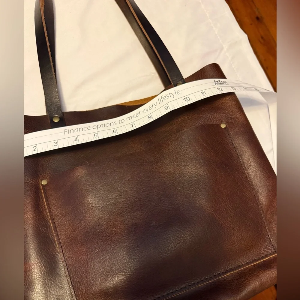 Portland Leather Goods Brown Leather North South Tote Bag - Picture 6 of 7
